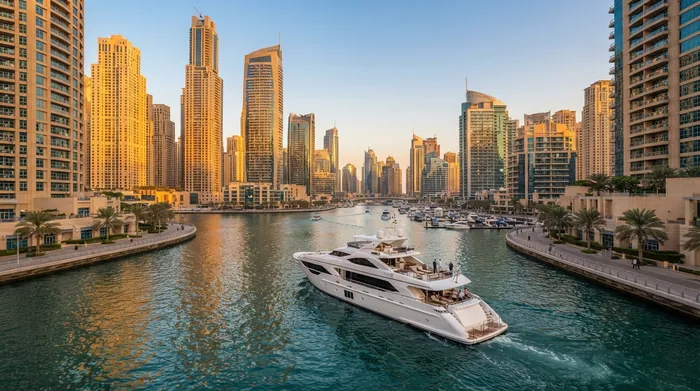 Luxury yacht cruising Dubai Marina